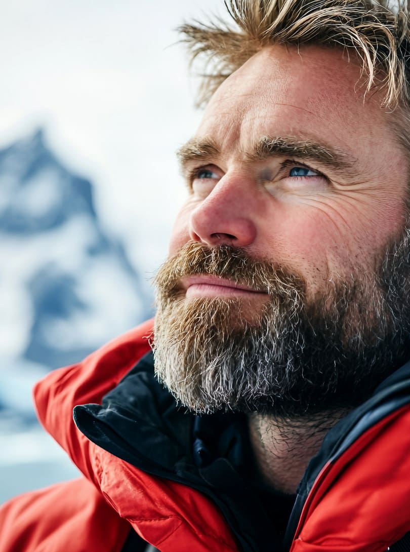 Mann Portrait Schneelandschaft