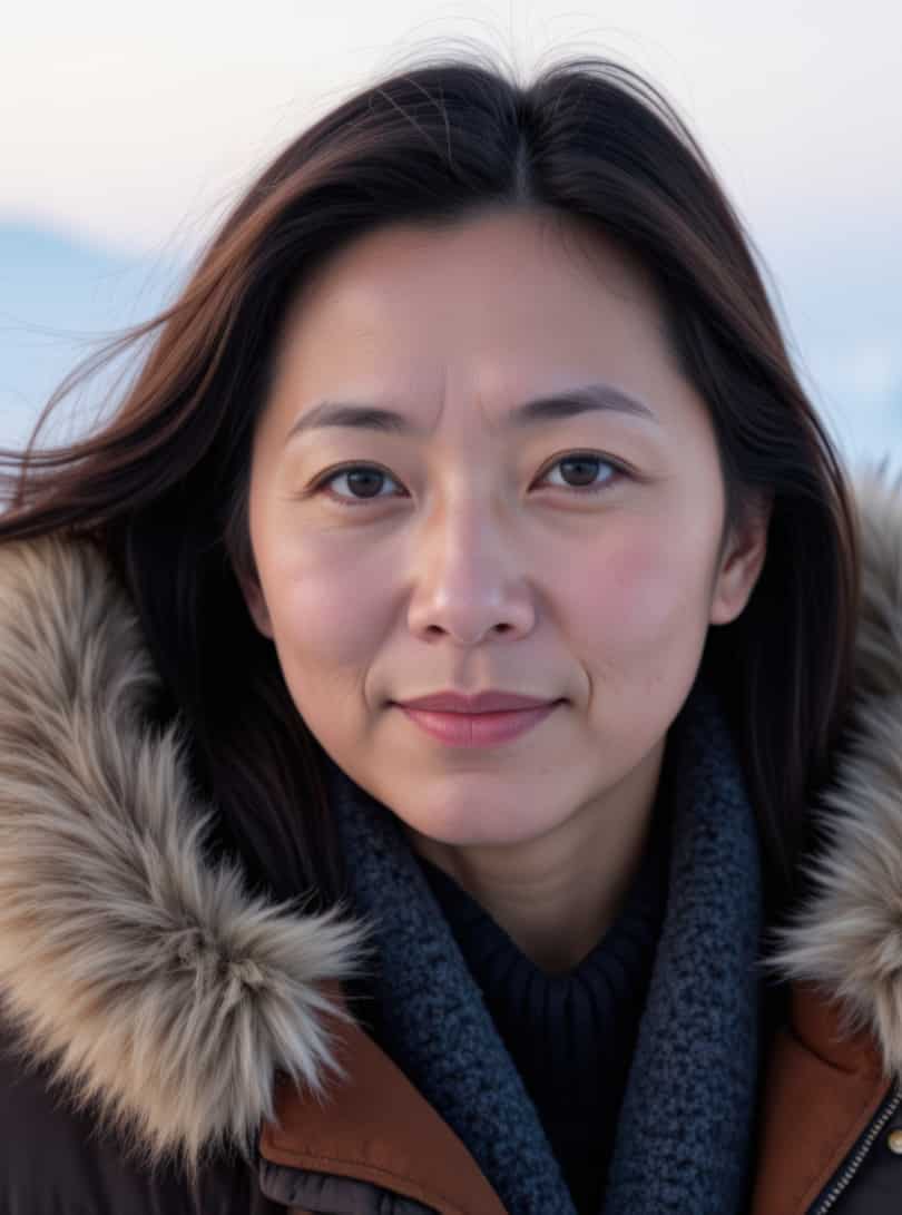 Frau Polarlandschaft