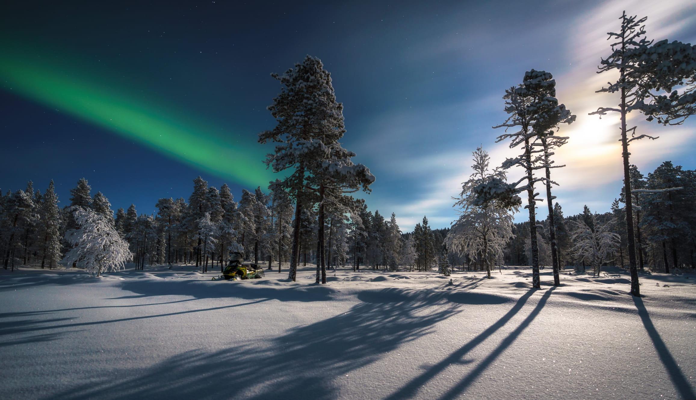 Polarlichter Landschaft Schnee Finnland