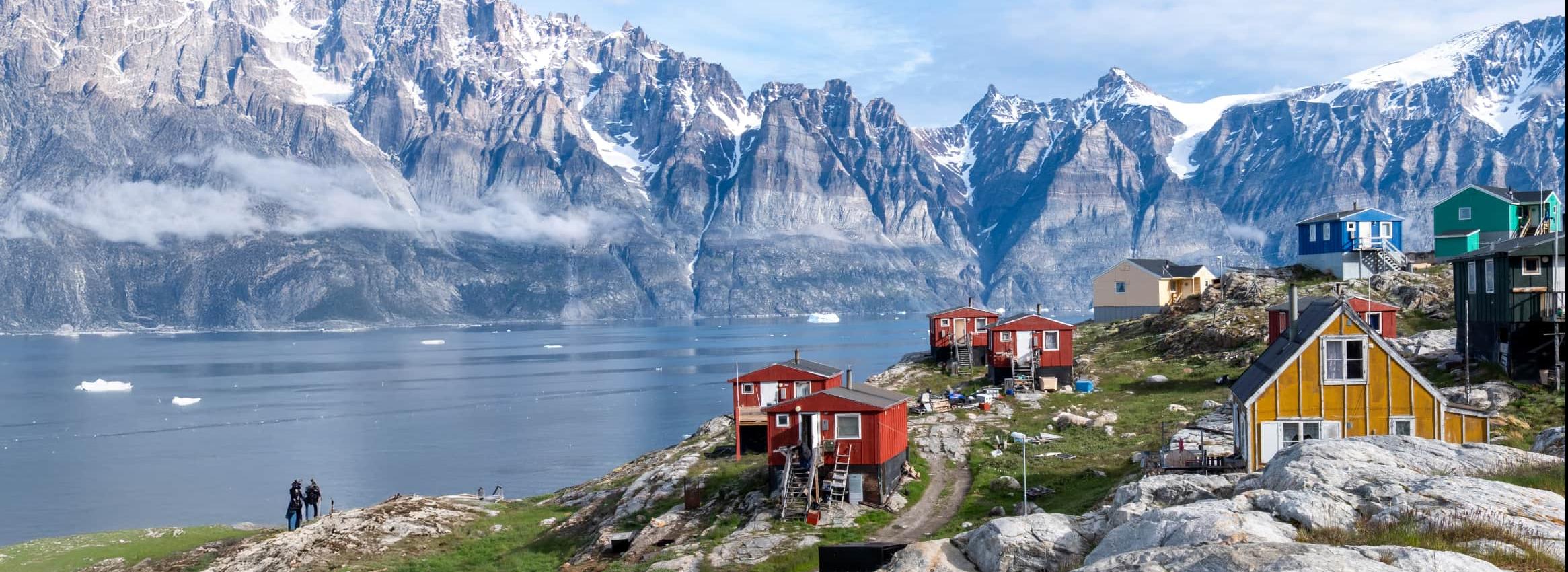 Bucht Häuser Grönland