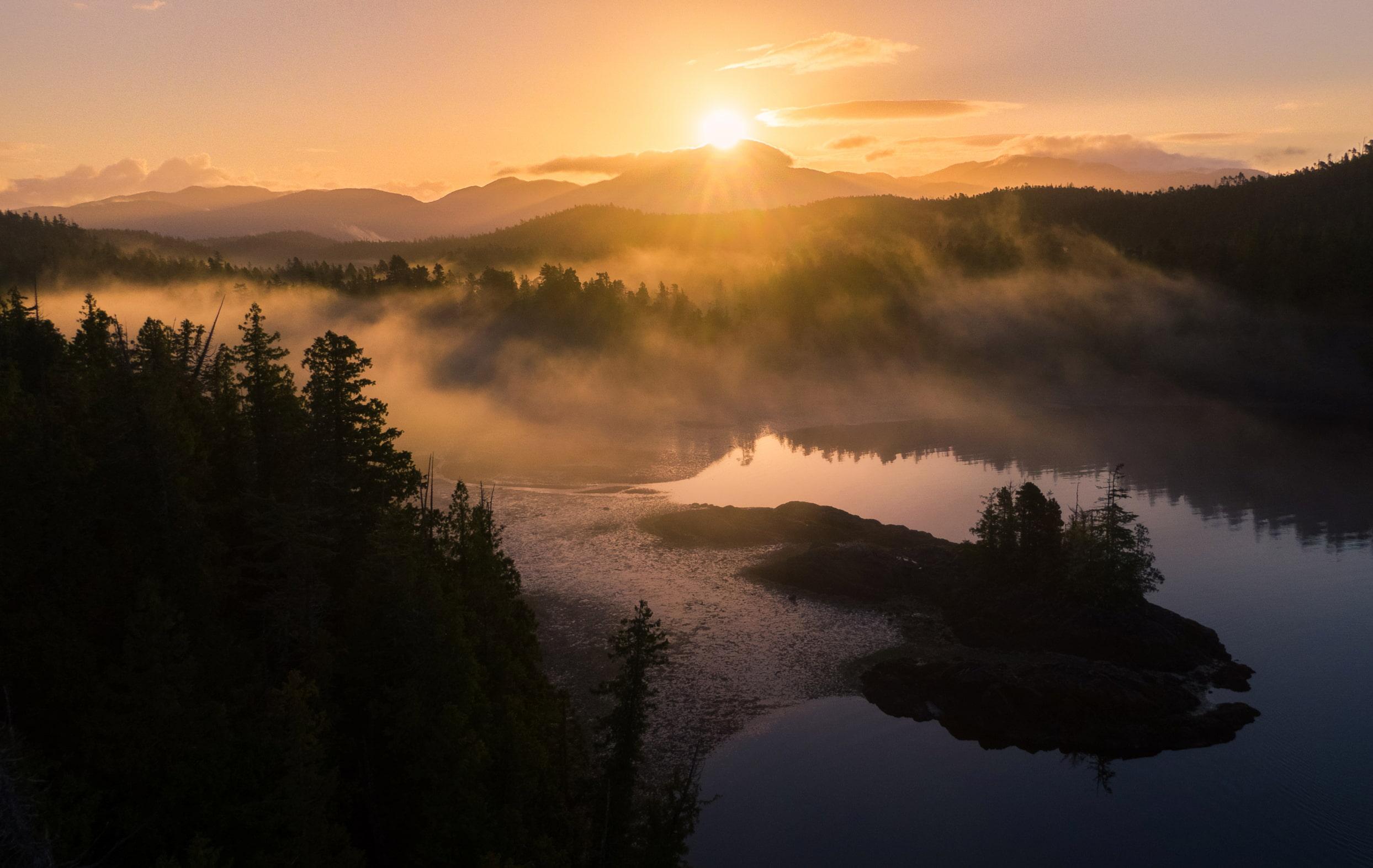 Arktis Tours Great Bear Rainforest Abendstimmung am Fluss