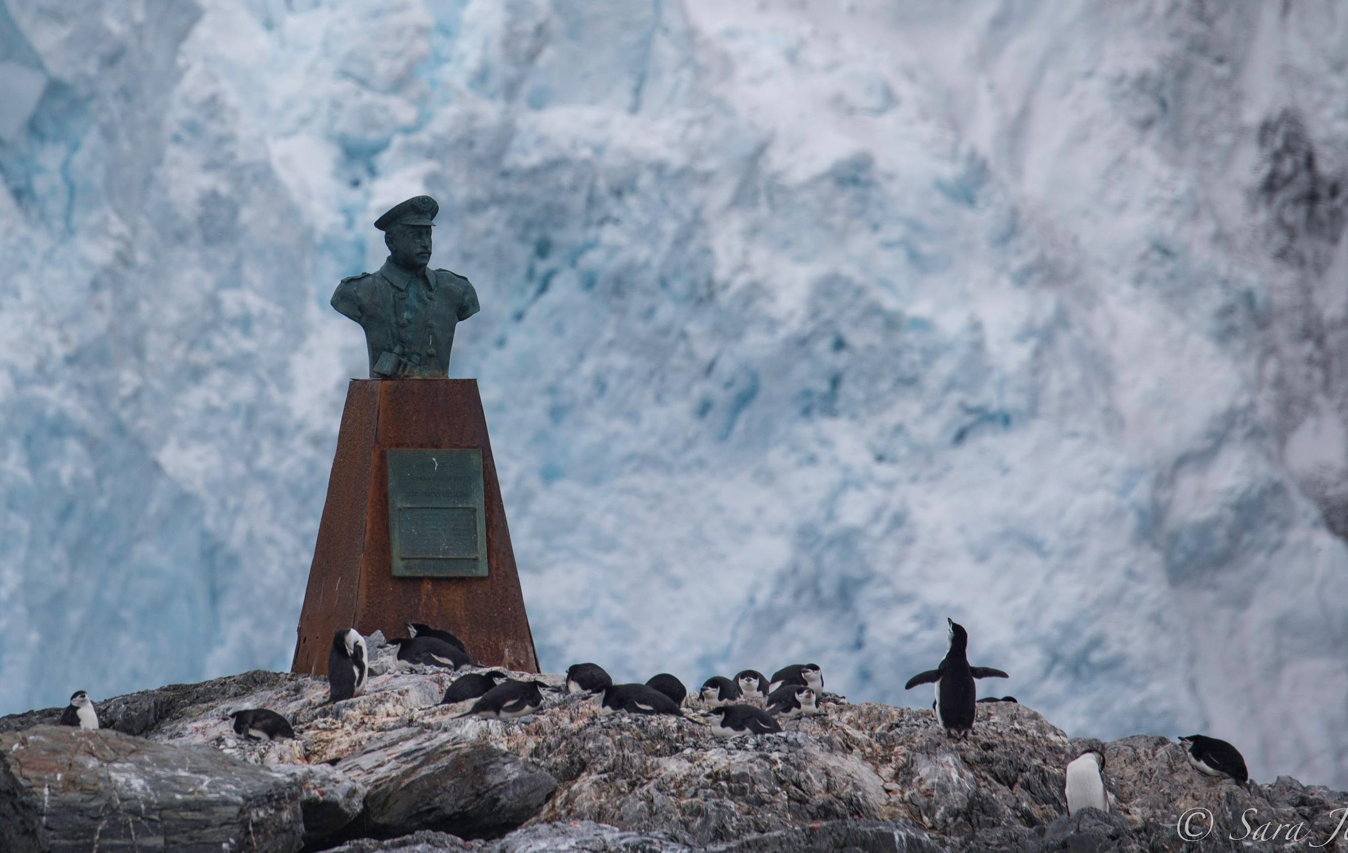Arktis Tours - Expedition Weddellmeer & Larsen Ice Shelf - Gedenktstätte der Shackleton Expedition auf einem Felsen
