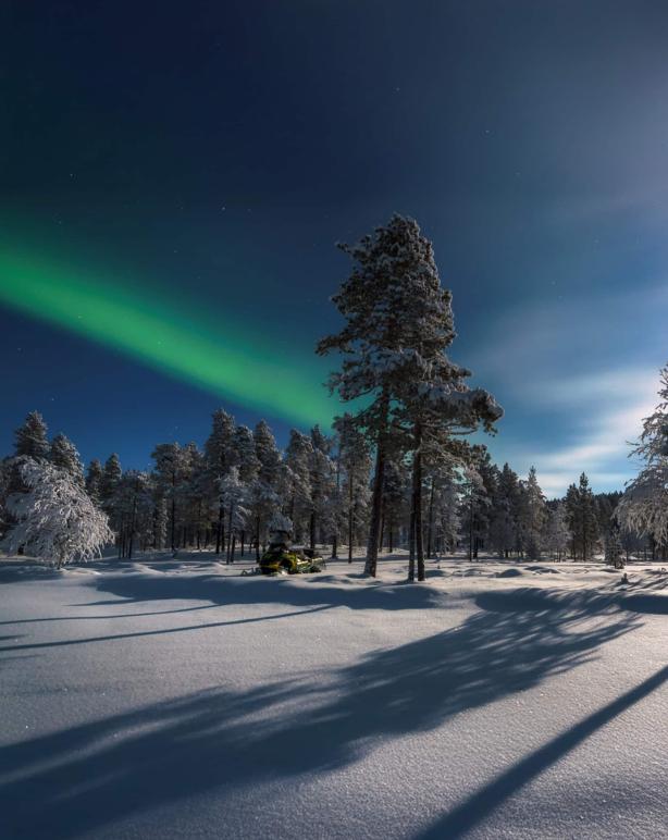 Schneelandschaft Polarlichter